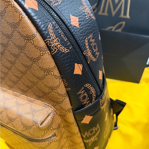 MCM Black and Tan Monogram Backpack - Picture 3 of 10